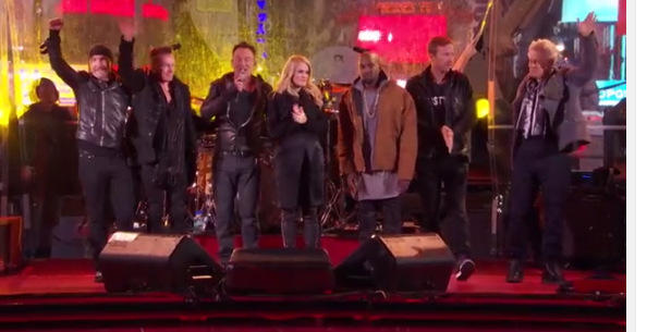 Bruce Spingsteen, Chris Martin, U2, Kanye West & Carrie Underwood @ Times Square