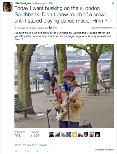 Nile Rodgers dans la rue à Londres